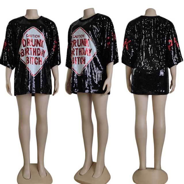 Letter Design Sequin Dress