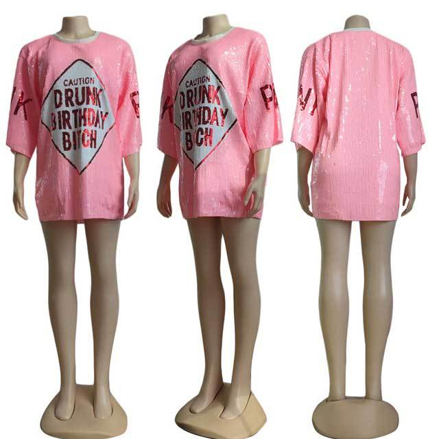Letter Design Sequin Dress