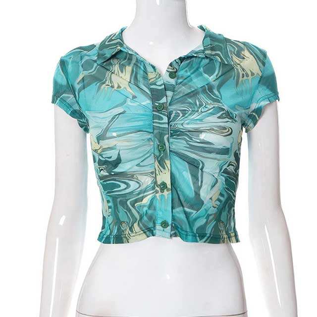 Mesh Crop Shirt