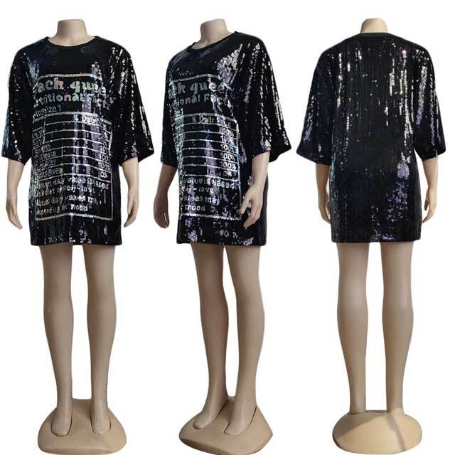 Letter Design Sequin Dress