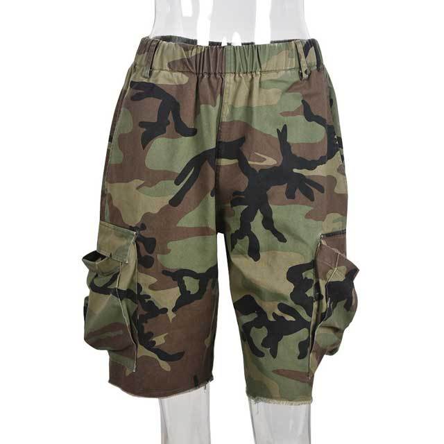 Camo Print Cargo Shorts