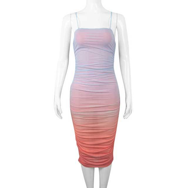 Gradient Mesh Ruched Dress