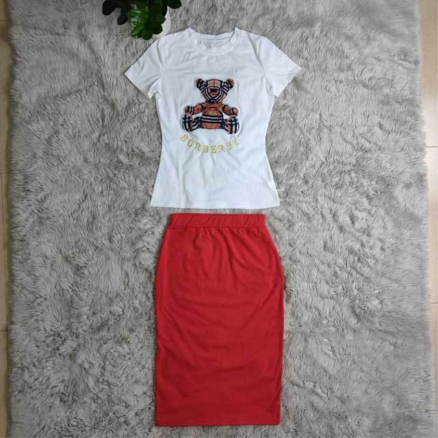 Bear Print Bodycon Skirt Set