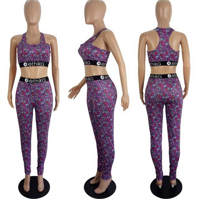 Printed Tank Top Sporty Pants Set