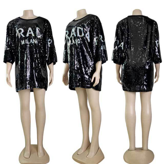 Letter Design Sequin Dress