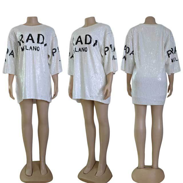Letter Design Sequin Dress