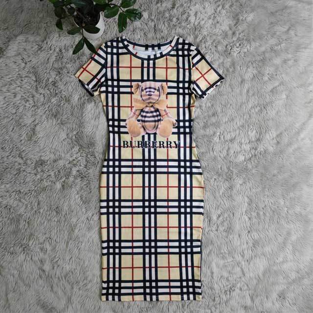 Plaid Print Short Sleeve Bodycon Dress