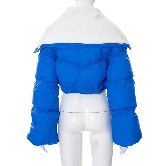 Embroidery Fuzzy Puffer Jacket