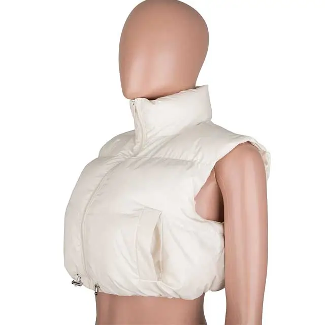 Zipper Sleeveless Crop Puffer Jacket