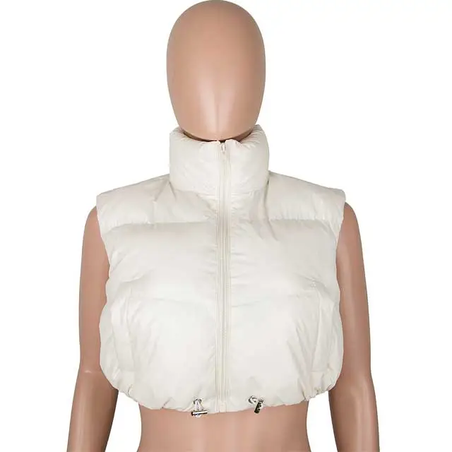 Zipper Sleeveless Crop Puffer Jacket