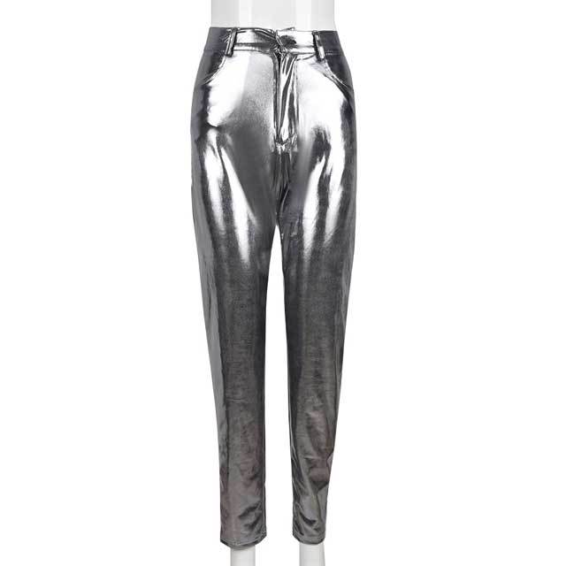 Skinny Metallic Casual Pants