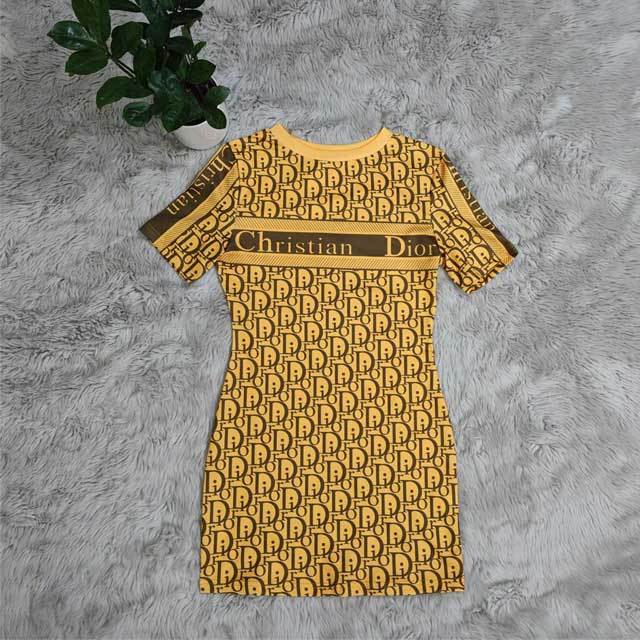 Printed Short Sleeve Bodycon Dress