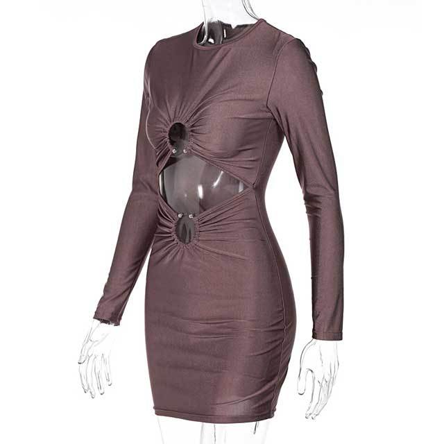 Hollow Out Long Sleeve Bodycon Dress