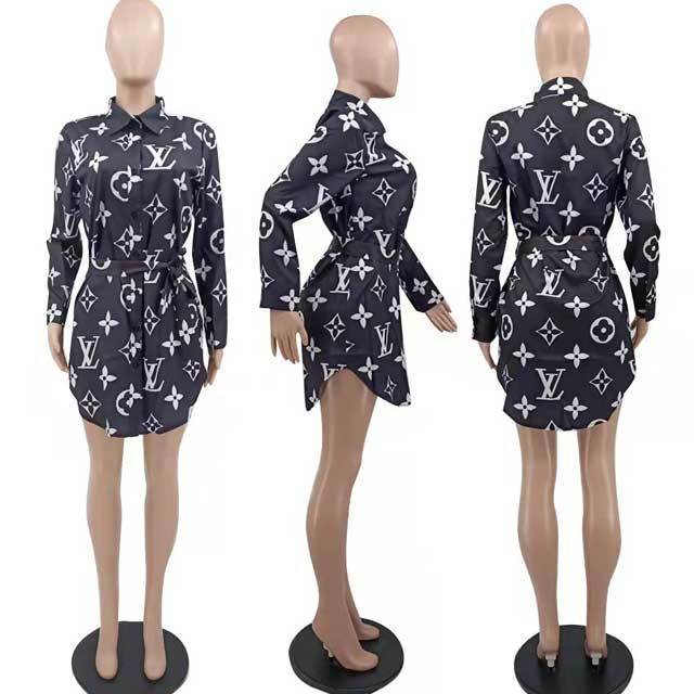 Letter Print Shirt Dress