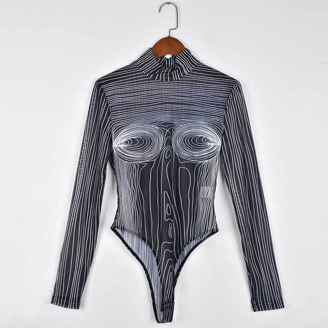 Mesh Striped Bodysuit