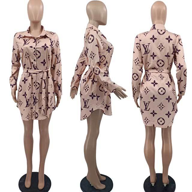 Letter Print Shirt Dress