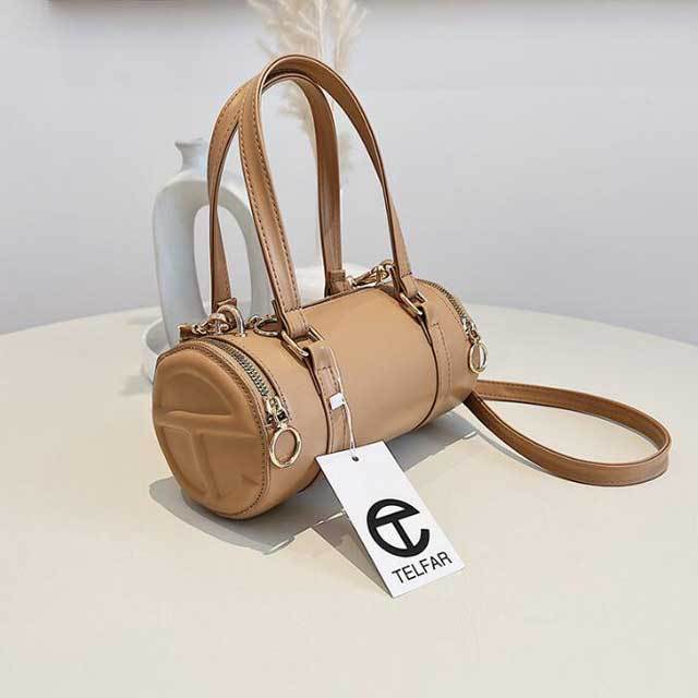 Leather Cylindrical Hand Bag