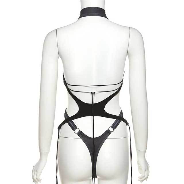 Letter Print Hollow Out Bodysuit