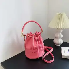 Leather Drawstring Bucket Bag