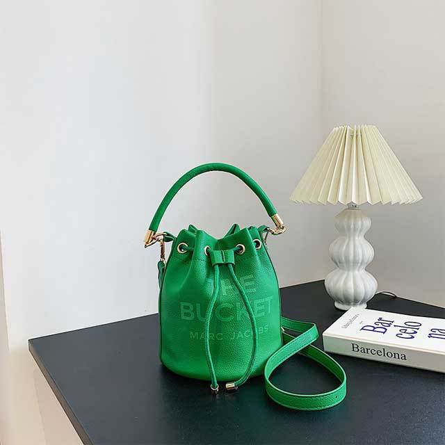Leather Drawstring Bucket Bag