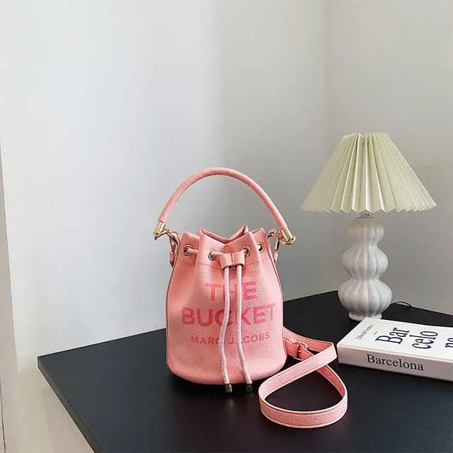 Leather Drawstring Bucket Bag