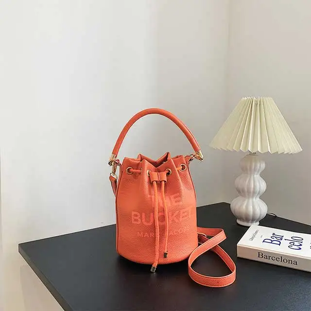 Leather Drawstring Bucket Bag