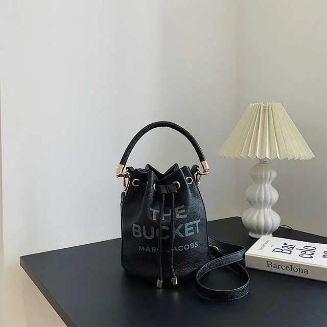 Leather Drawstring Bucket Bag