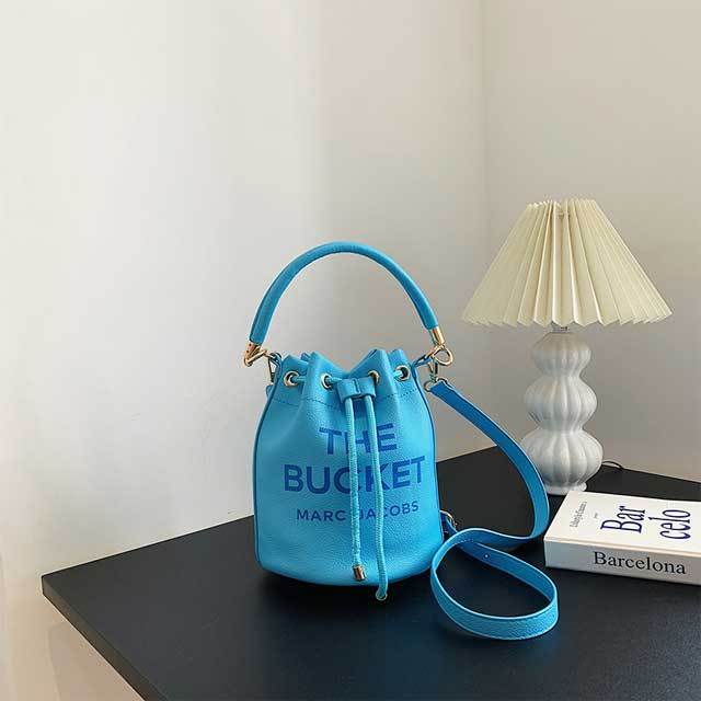 Leather Drawstring Bucket Bag