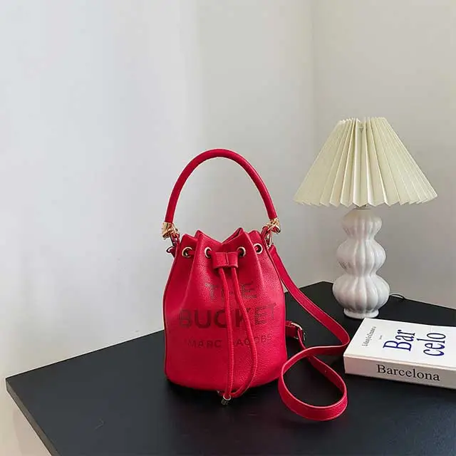 Leather Drawstring Bucket Bag