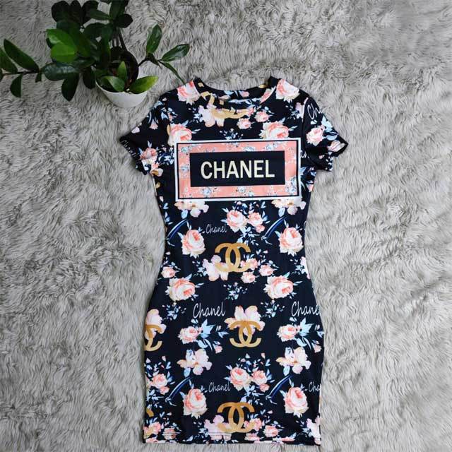 Short Sleeve Printed Bodycon Dress