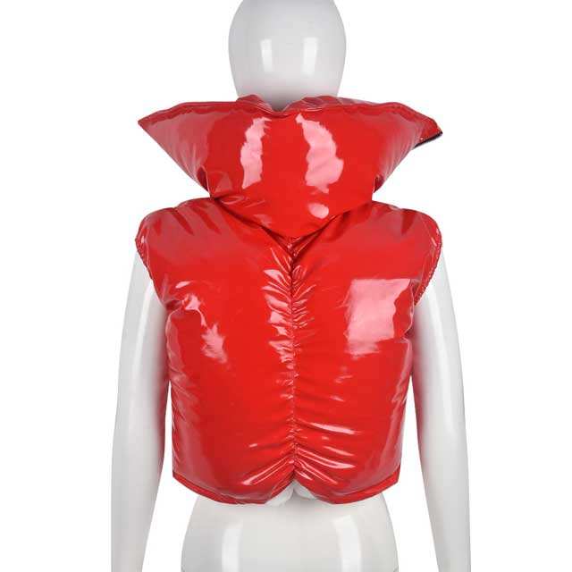 Leather High Neck Puffer Jacket