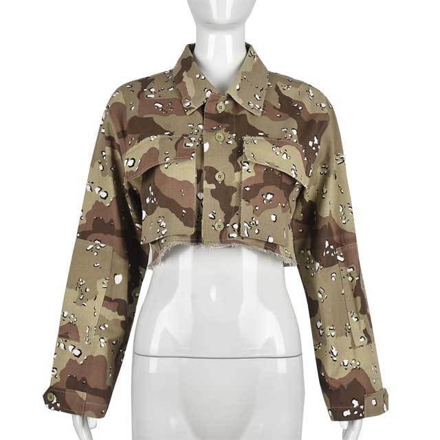 Long Sleeve Crop Camo Jacket