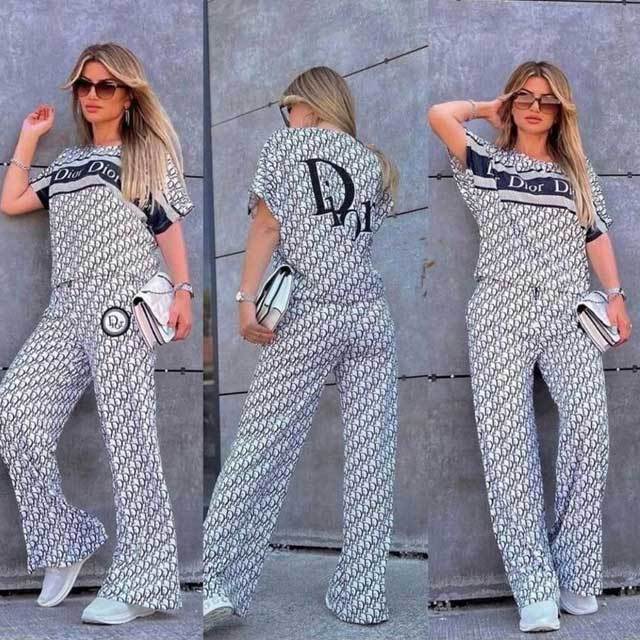 Letter Print Casual Pants Set