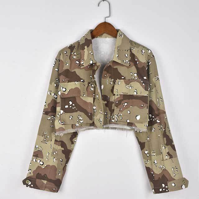 Long Sleeve Crop Camo Jacket