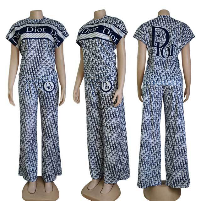 Letter Print Casual Pants Set