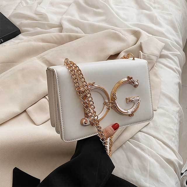 Letter Design Chain Leather Messenger Bag