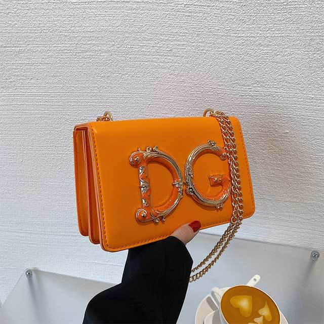 Letter Design Chain Leather Messenger Bag