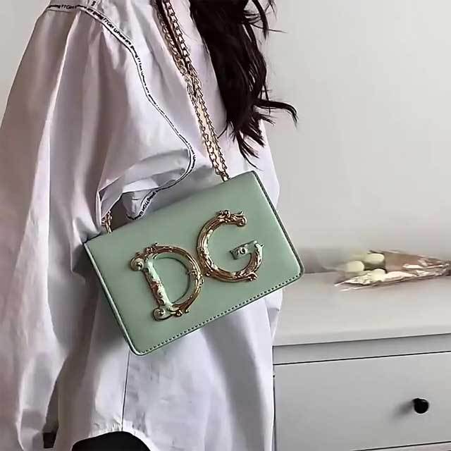 Letter Design Chain Leather Messenger Bag