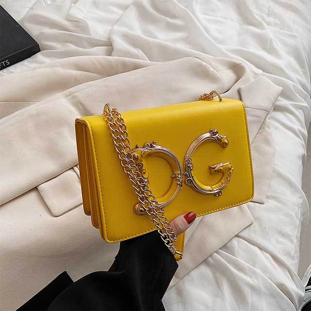 Letter Design Chain Leather Messenger Bag