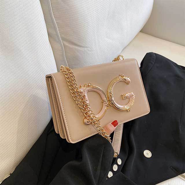 Letter Design Chain Leather Messenger Bag
