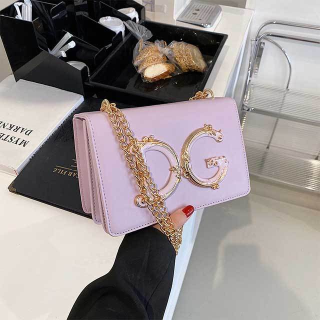 Letter Design Chain Leather Messenger Bag