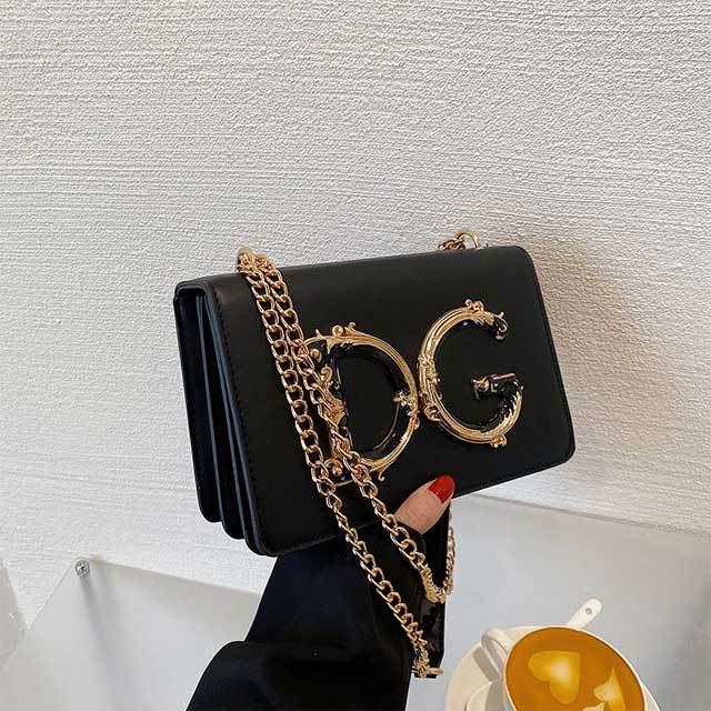 Letter Design Chain Leather Messenger Bag