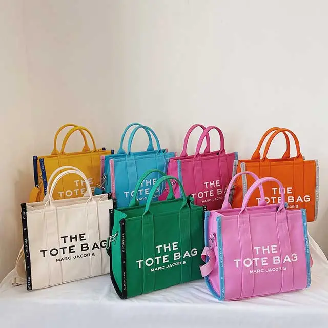 Letter Print Canvas Hand Bag