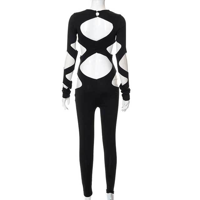 Hollow Out Long Sleeve Jumpsuit
