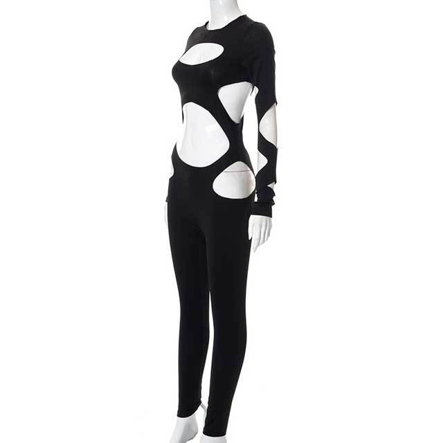 Hollow Out Long Sleeve Jumpsuit