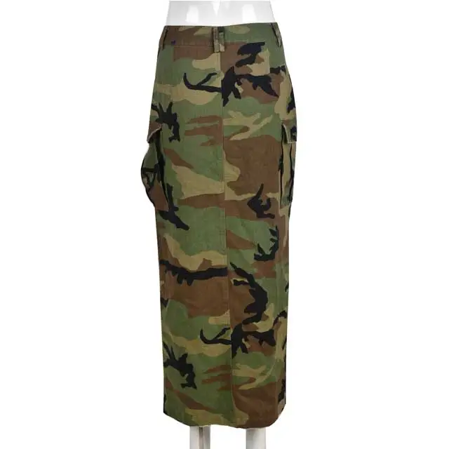 Camo Slit Maxi Skirt