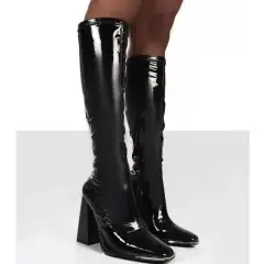 Zipper Leather Chunky Heeled Boots