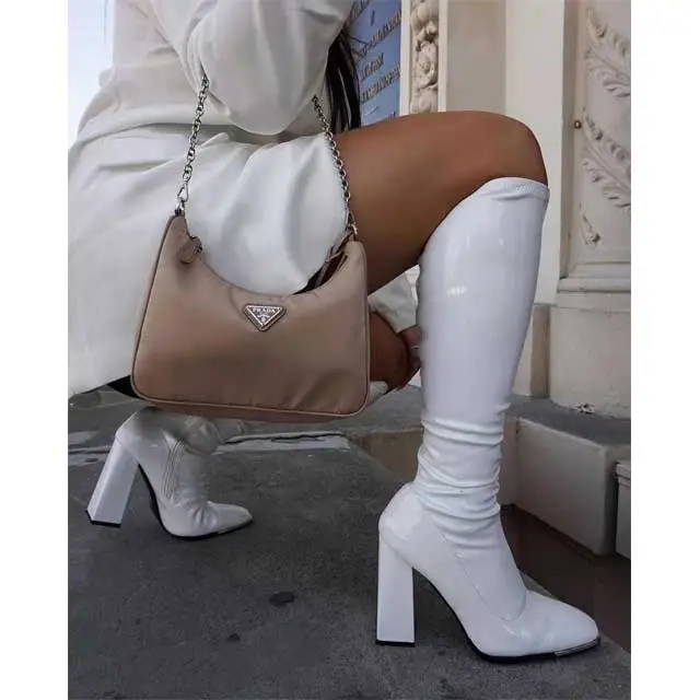 Zipper Leather Chunky Heeled Boots