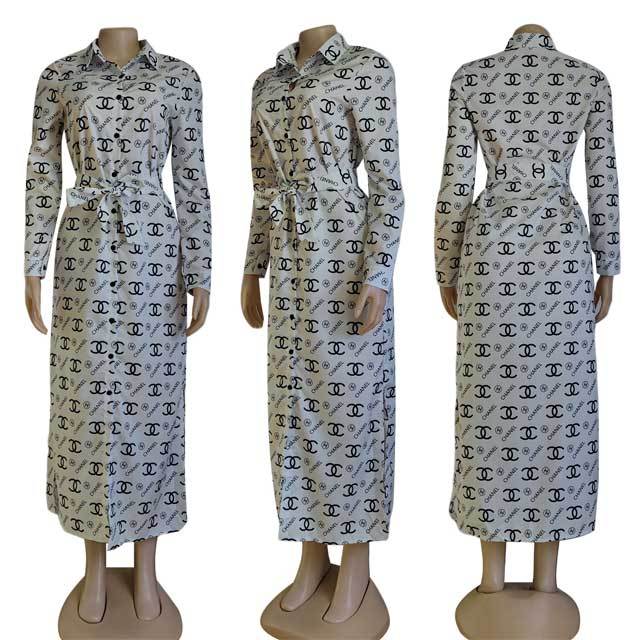 Letter Print Shirt Dress