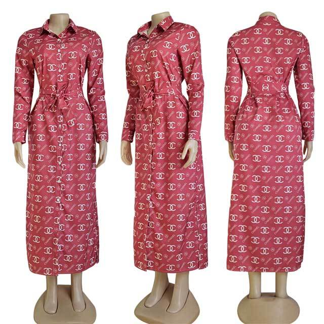 Letter Print Shirt Dress